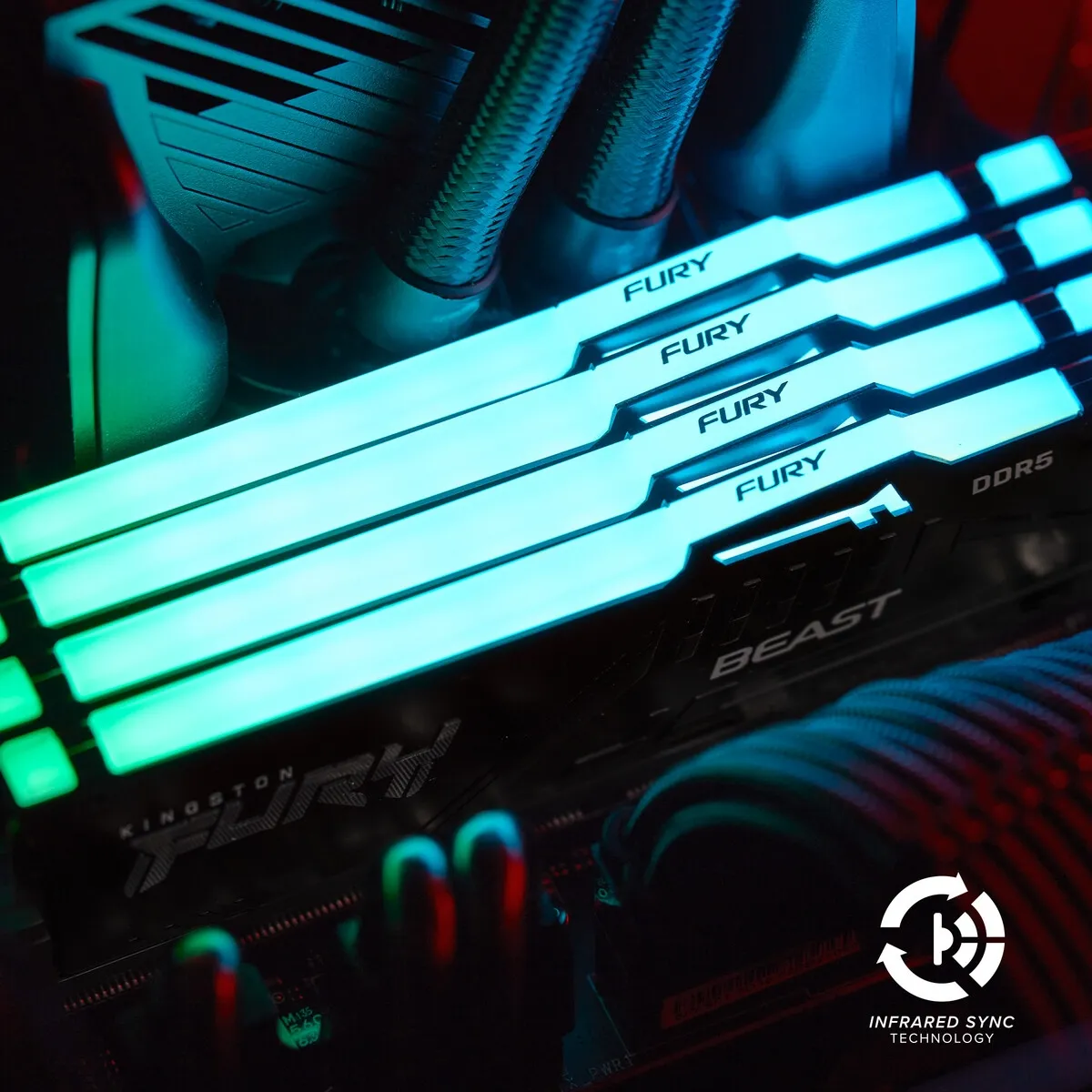 Модуль пам`яті DDR5 2x32GB/5200 Kingston Fury Beast RGB Black (KF552C40BBAK2-64) - мініатюра 9