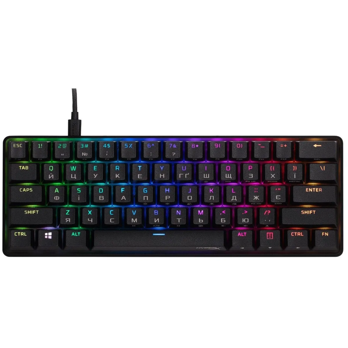 Клавіатура HyperX Alloy Origins 60 Red RGB UA Black (4P5N4AA) - зображення 1