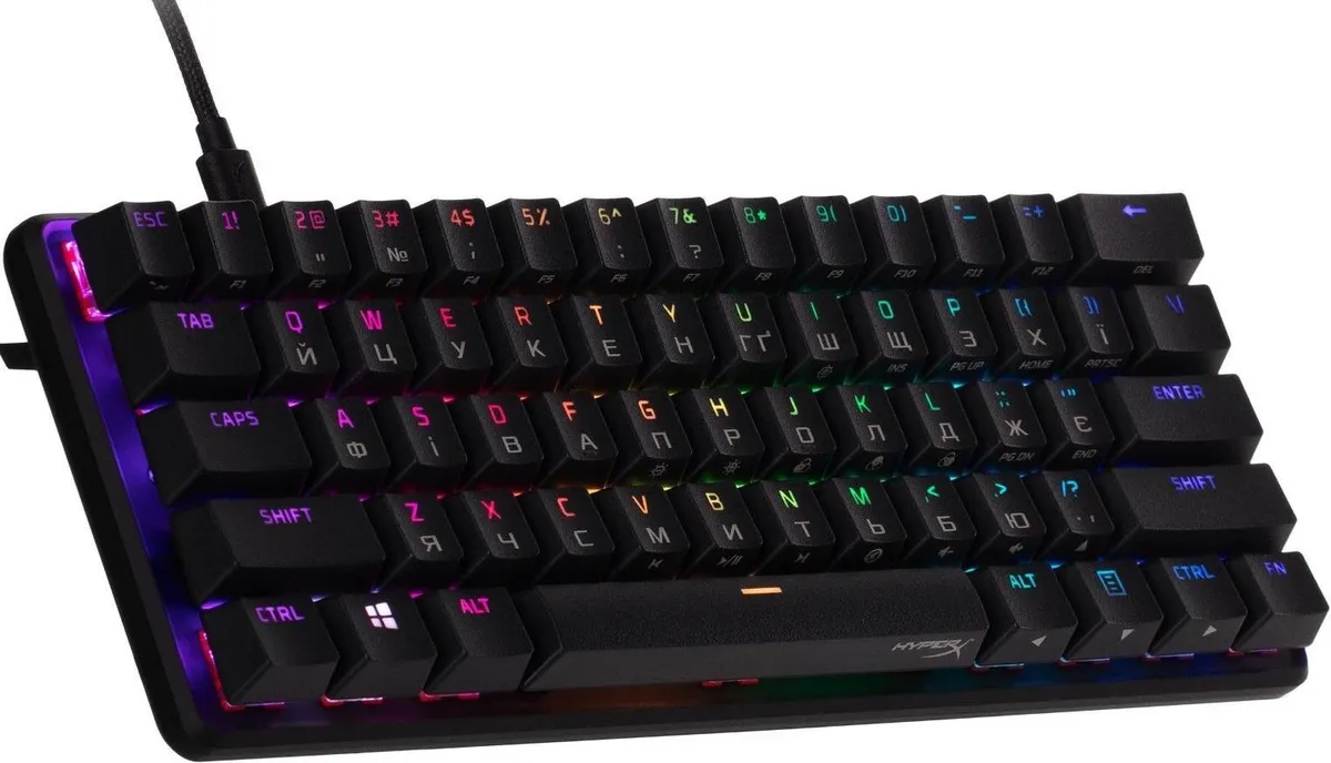 Клавіатура HyperX Alloy Origins 60 Red RGB UA Black (4P5N4AA) - мініатюра 2