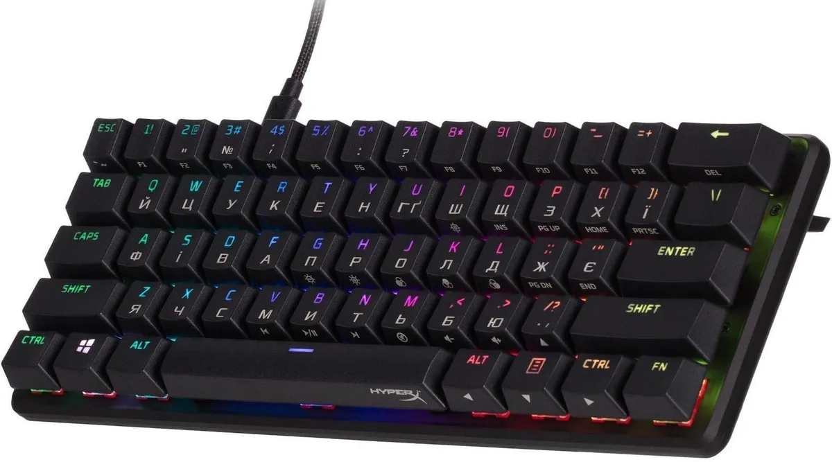 Клавіатура HyperX Alloy Origins 60 Red RGB UA Black (4P5N4AA) - мініатюра 3