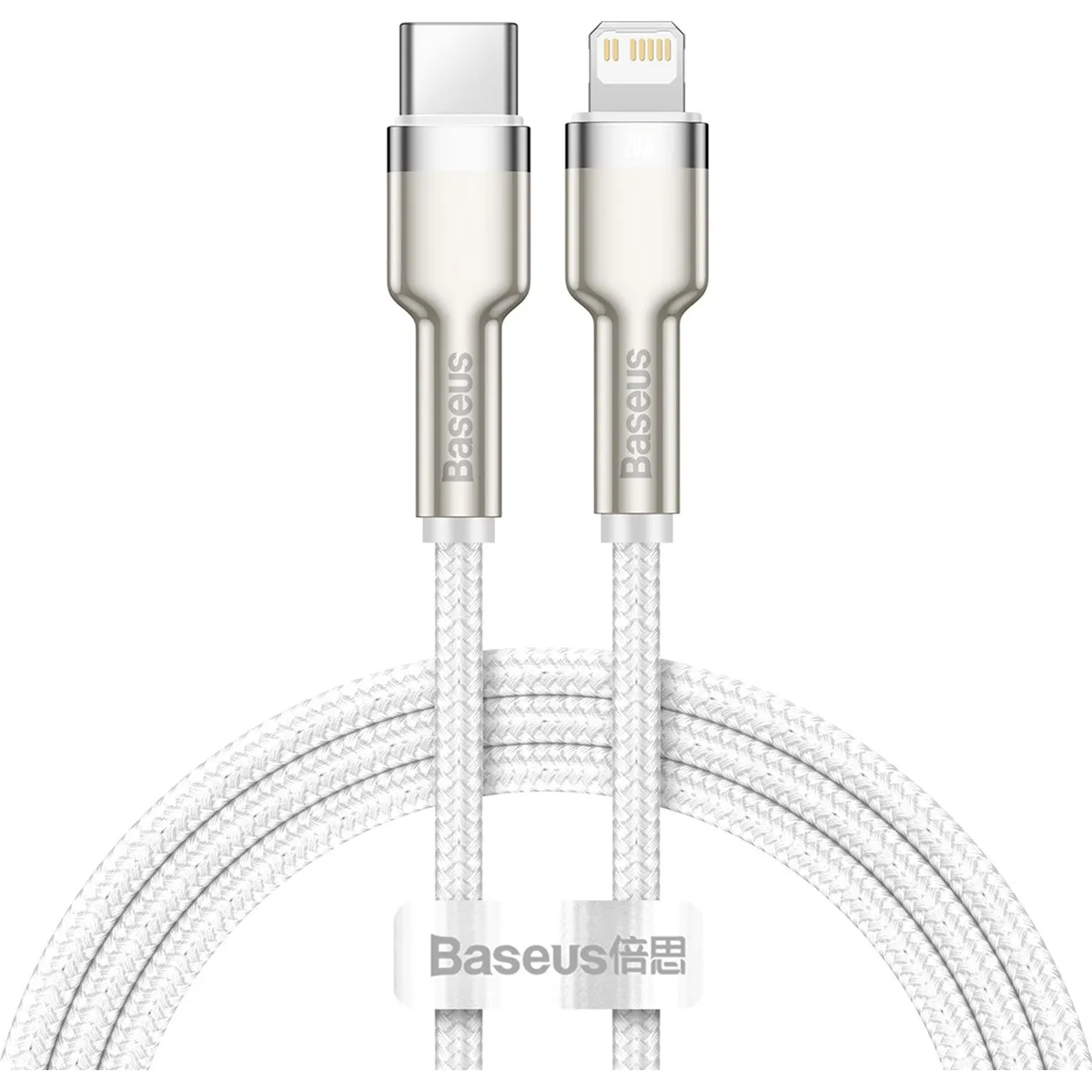 Кабель Baseus Cafule Metal USB-C - Lightning (M/M), 1 м White (6953156202078) - мініатюра 5