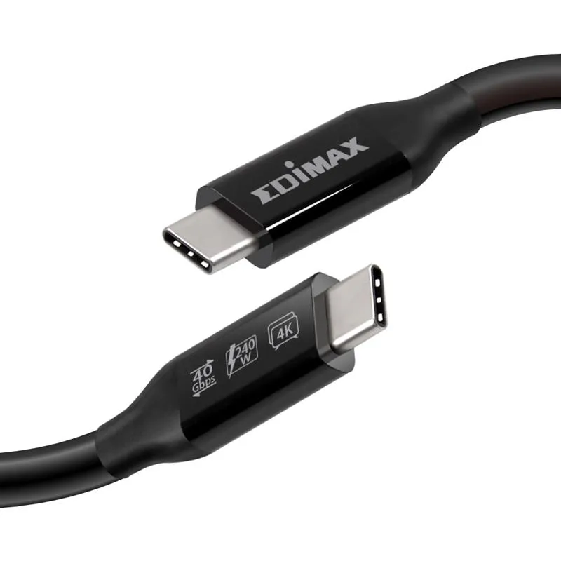 Кабель Edimax UC4 V2 USB Type-C - USB Type-C (M/M), Thunderbolt 3, 240 W, 20 V, 5 A Max, 1 м, Black (UC4-010TB) - мініатюра 3