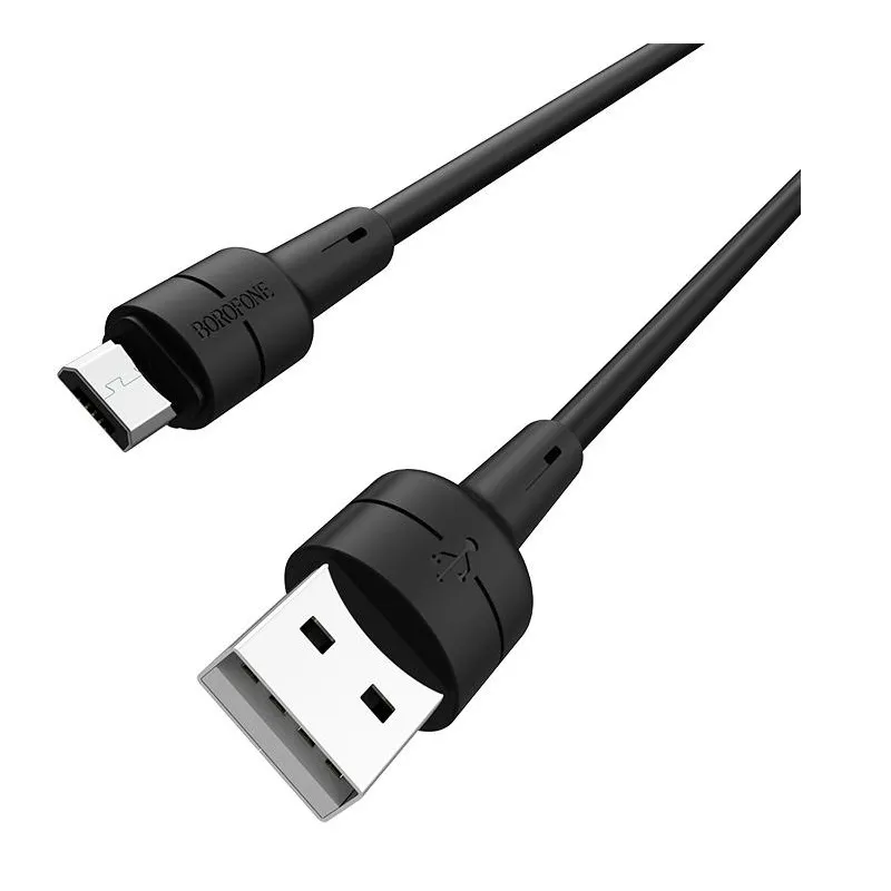 Кабель Borofone BX30 Silicone USB - micro USB (M/M), 1 м, Black (BX30MB) - мініатюра 2
