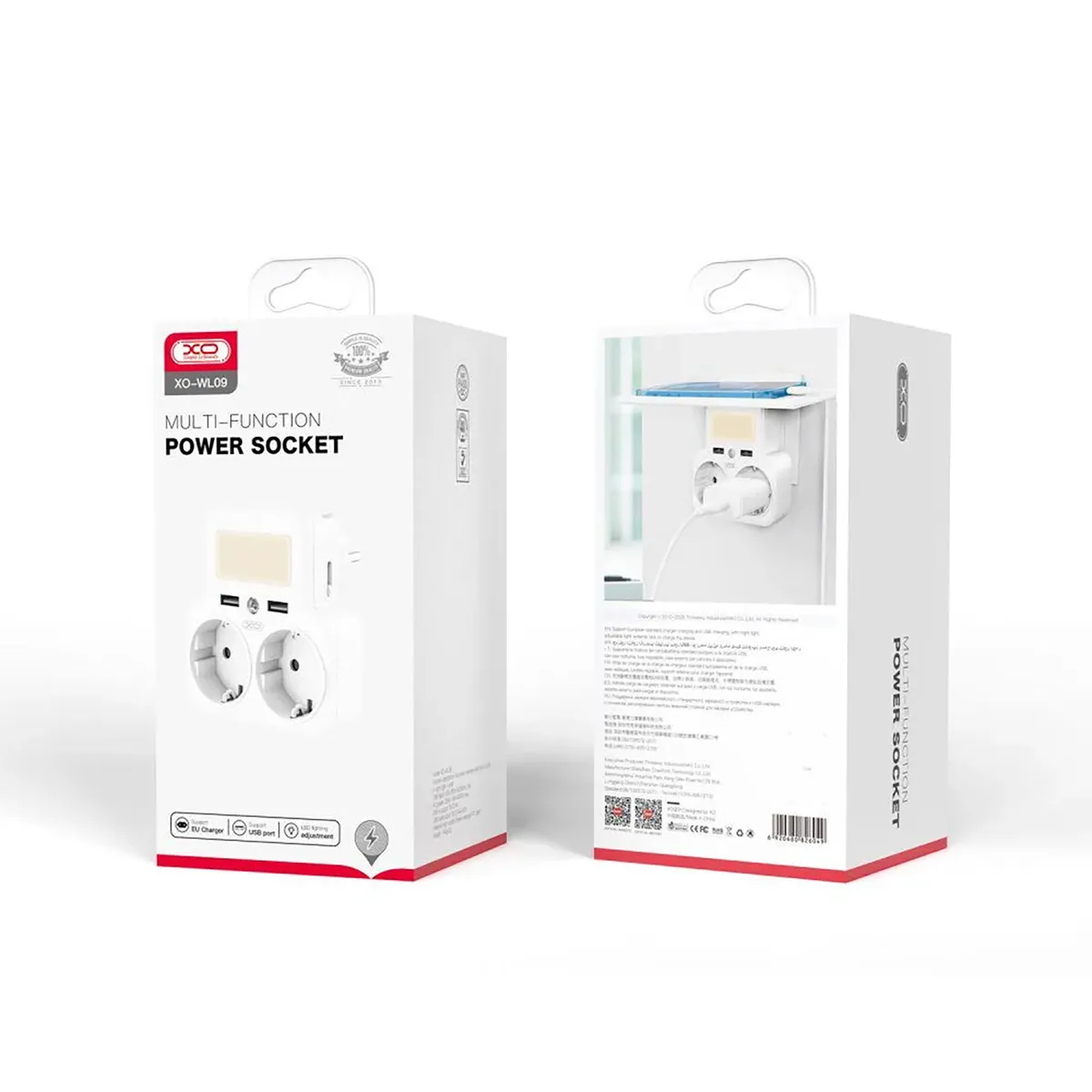 Мережевий зарядний пристрій XO WL09 (2 розетки 4000W; 2USB 2.4A) White (WL09.white) - мініатюра 6