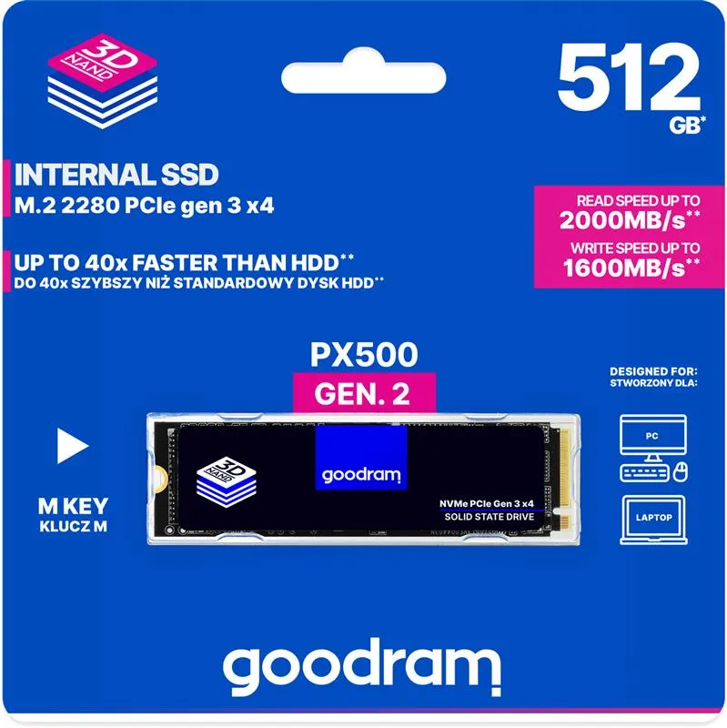 Накопичувач SSD 512GB Goodram PX500 M.2 2280 PCIe 3.0 x4 NVMe 3D TLC (SSDPR-PX500-512-80-G3) - мініатюра 5