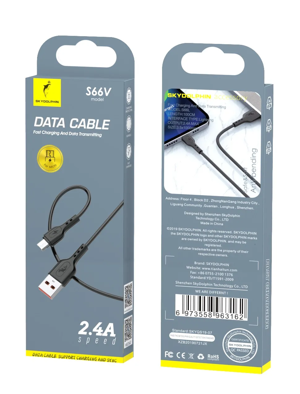 Кабель SkyDolphin S66V USB - micro USB (M/M), 1 м, Black (SDUSB-000652) - зображення 1