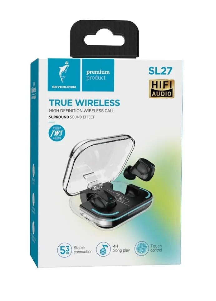 Bluetooth-гарнітура SkyDolphin TWS SL27 Black (SDBTE-000192) - мініатюра 2