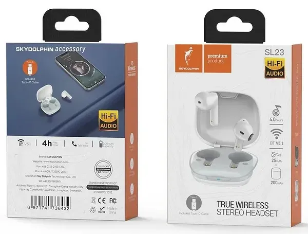 Bluetooth-гарнітура SkyDolphin TWS SL23 White (SDBTE-000181) - мініатюра 2