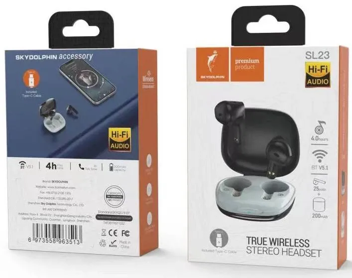 Bluetooth-гарнітура SkyDolphin TWS SL23 Black (SDBTE-000182) - мініатюра 2