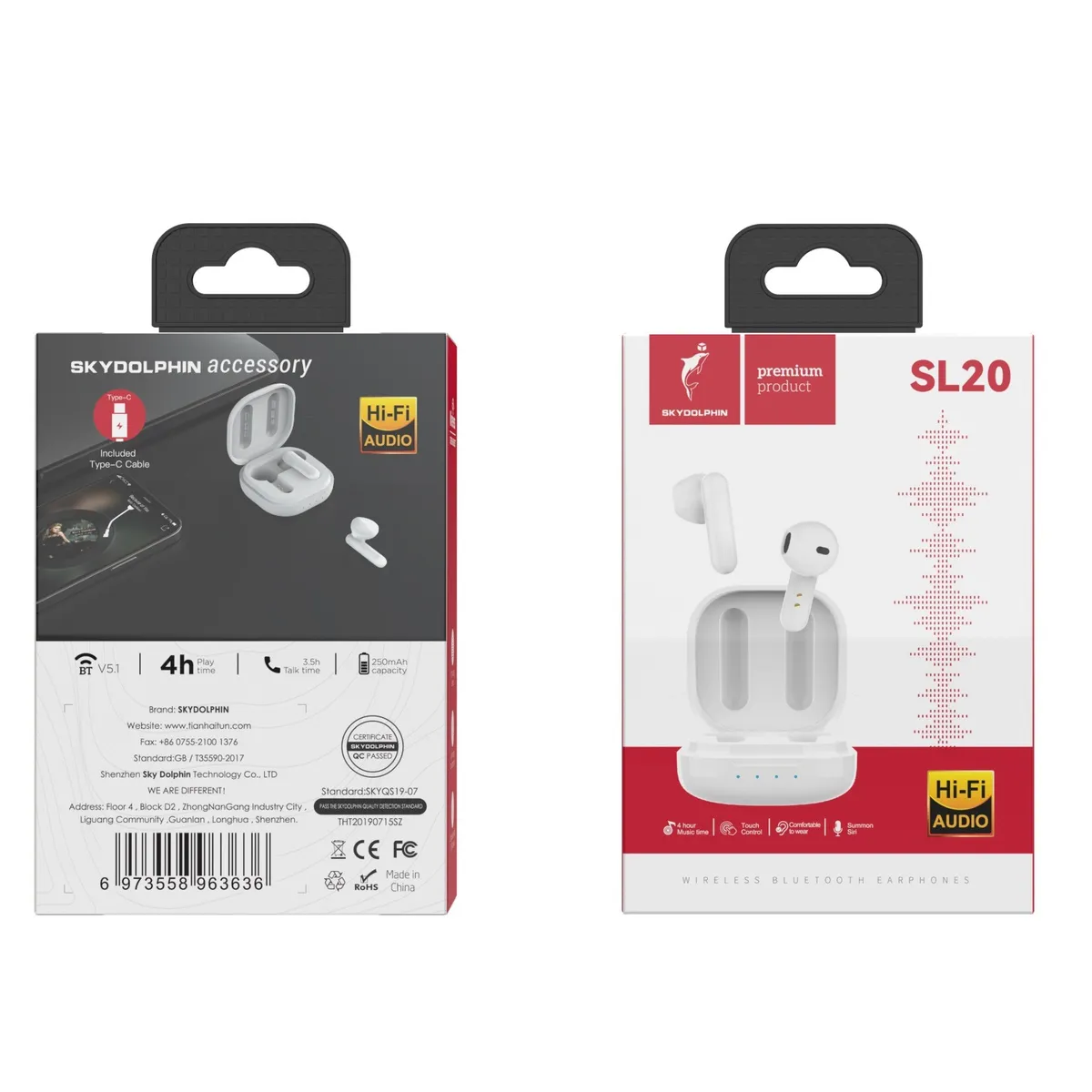 Bluetooth-гарнітура SkyDolphin TWS SL20 White (SDBTE-000183) - мініатюра 2