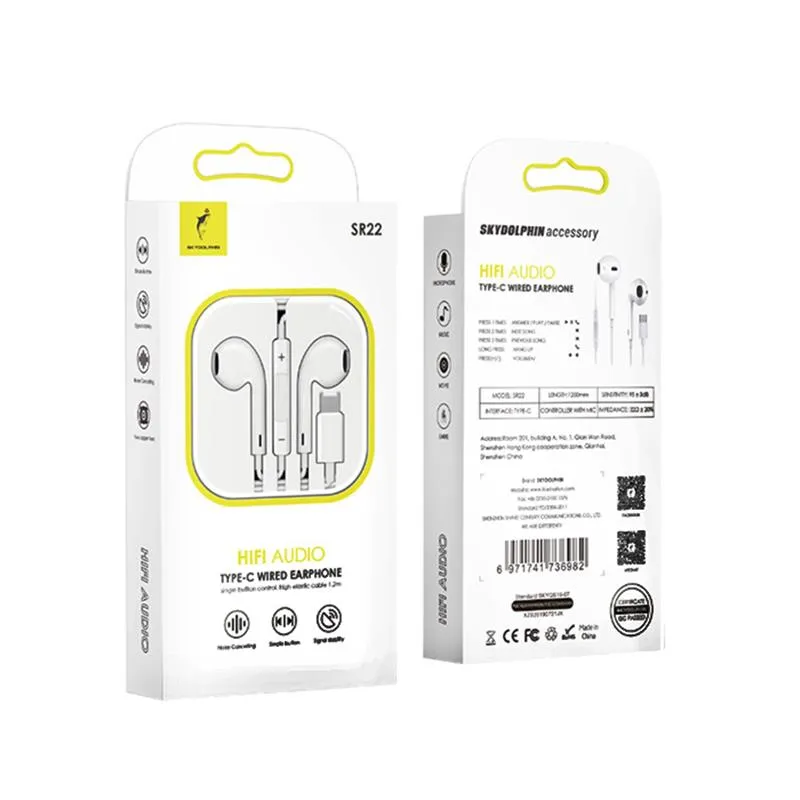 Гарнітура SkyDolphin SR22 Original design Type-C White (SDHF-000465) - мініатюра 3