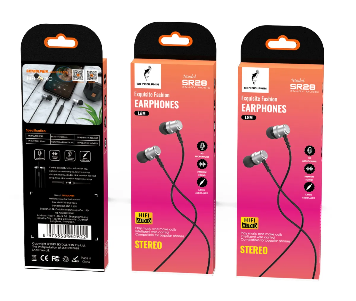 Гарнітура SkyDolphin SR28 Metal with mic Silver (SDHF-000473) - мініатюра 2