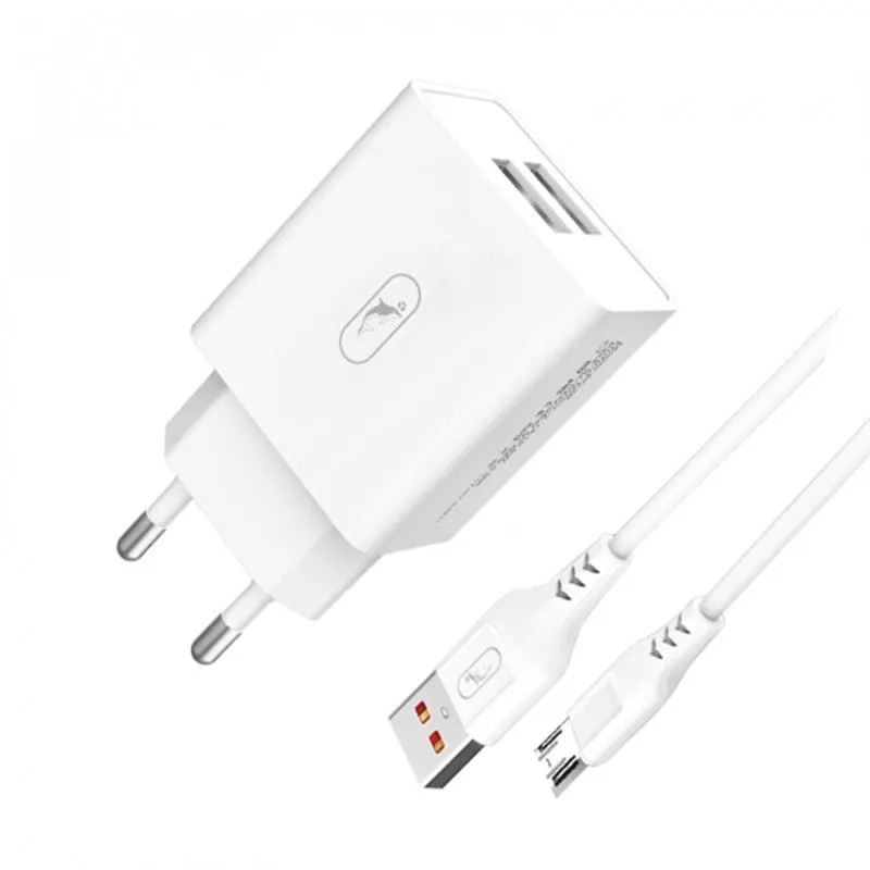 Зарядний пристрій SkyDolphin SC30V (2USB, 2.1A) White (SDMZP-000114) + кабель microUSB - зображення 1