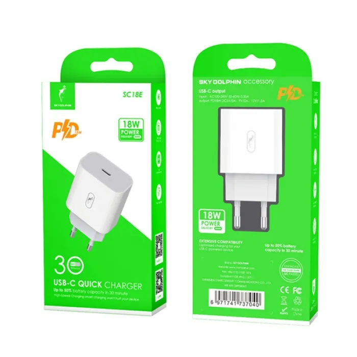 Зарядний пристрій SkyDolphin SC18E PD2.0 (1USB-С, 3A) White (SDMZP-000155) - мініатюра 4