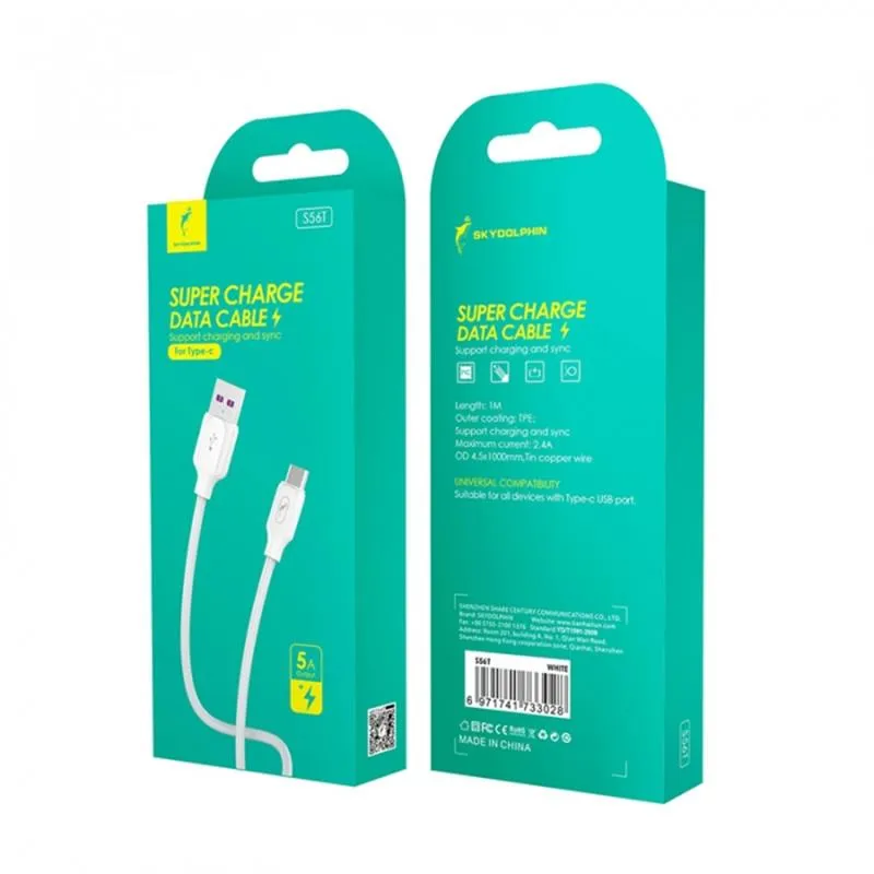 Кабель SkyDolphin S56T Super Fast TPE USB - USB Type-C (M/M), 1 м, White (SDUSB-000572) - мініатюра 4