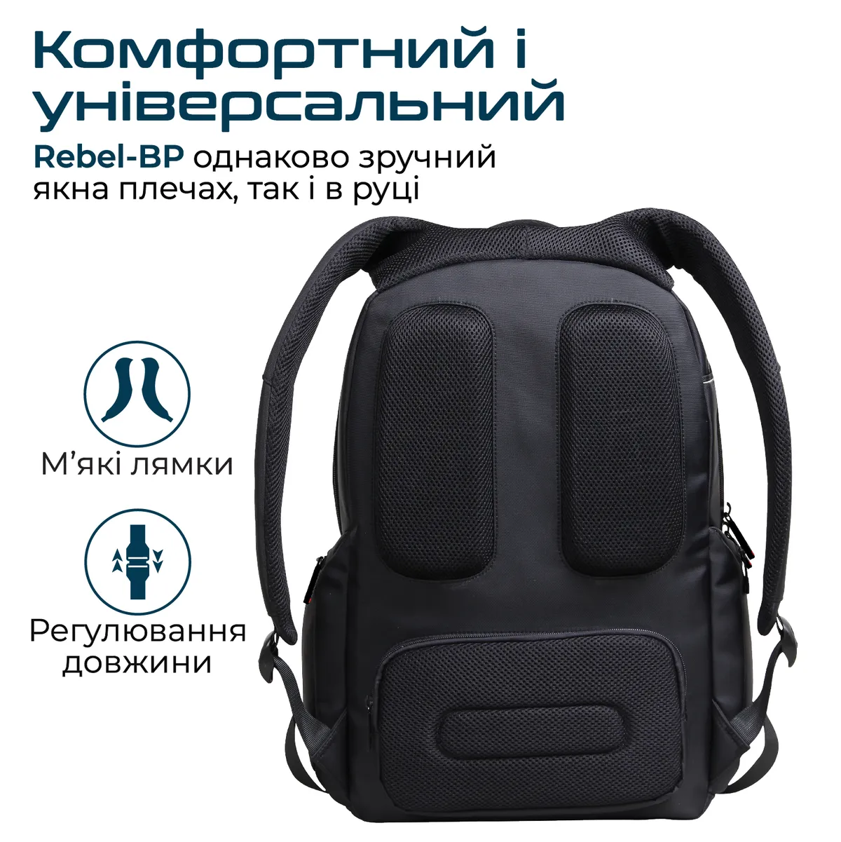 Рюкзак для ноутбука Promate Rebel-BP Black - мініатюра 7