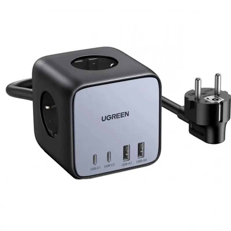 Зарядний пристрій Ugreen DigiNest Cube CD268 65W (2хUSB-C+2xUSB-A) Gray (60113) - зображення 1