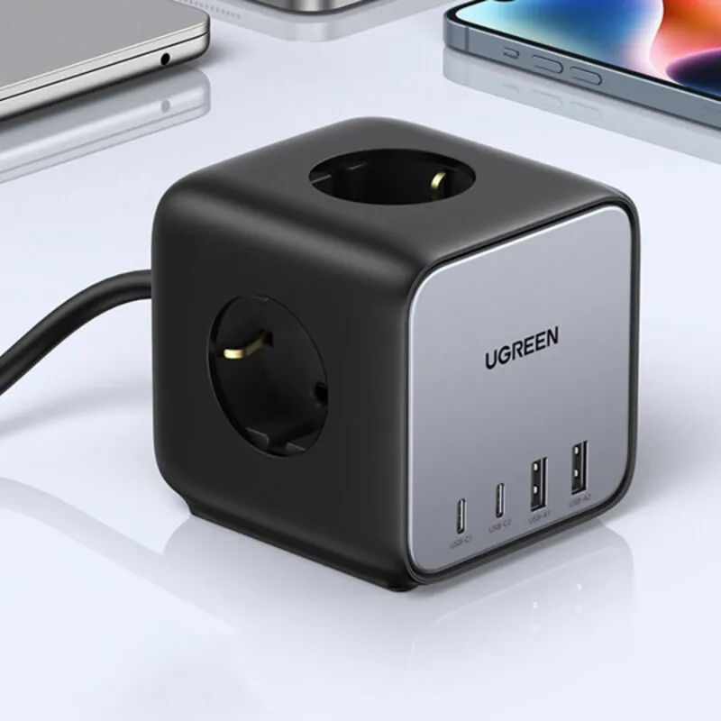 Зарядний пристрій Ugreen DigiNest Cube CD268 65W (2хUSB-C+2xUSB-A) Gray (60113) - мініатюра 4