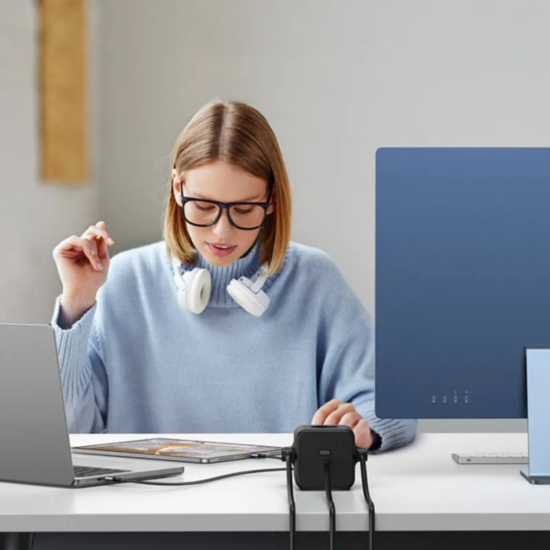 Зарядний пристрій Ugreen DigiNest Cube CD268 65W (2хUSB-C+2xUSB-A) Gray (60113) - мініатюра 8