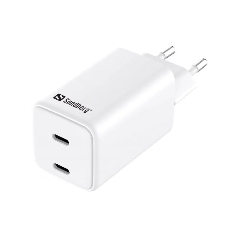 Сетевое зарядное устройство Sandberg 65W (2xUSB-C) White (441-56) - зображення 1
