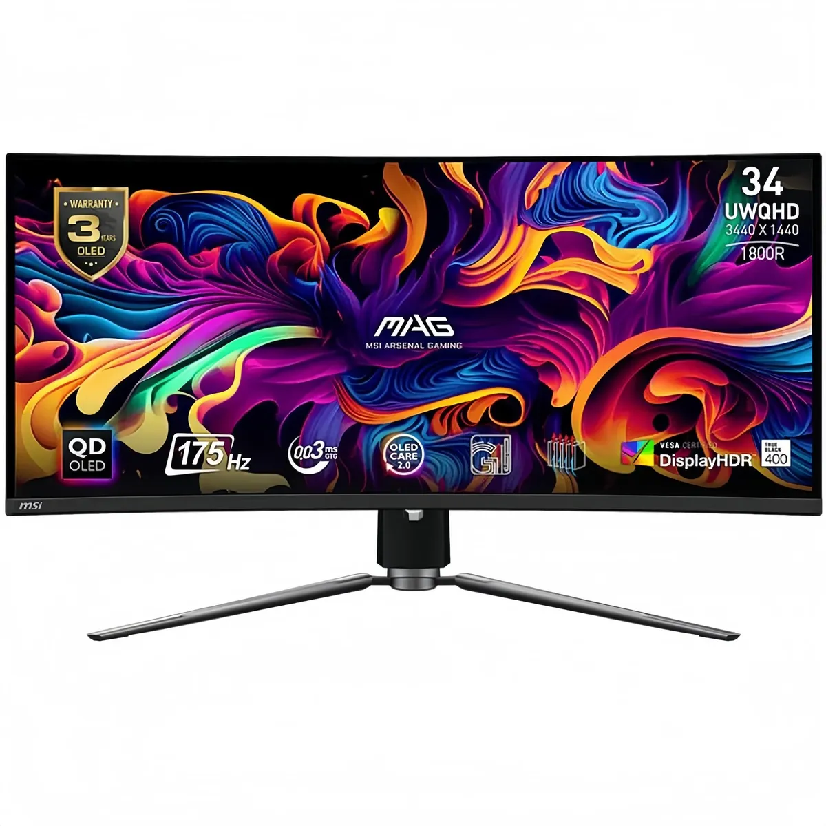 Монітор MSI 34" MAG 341CQP QD-OLED Black Curved 175Hz - мініатюра 6