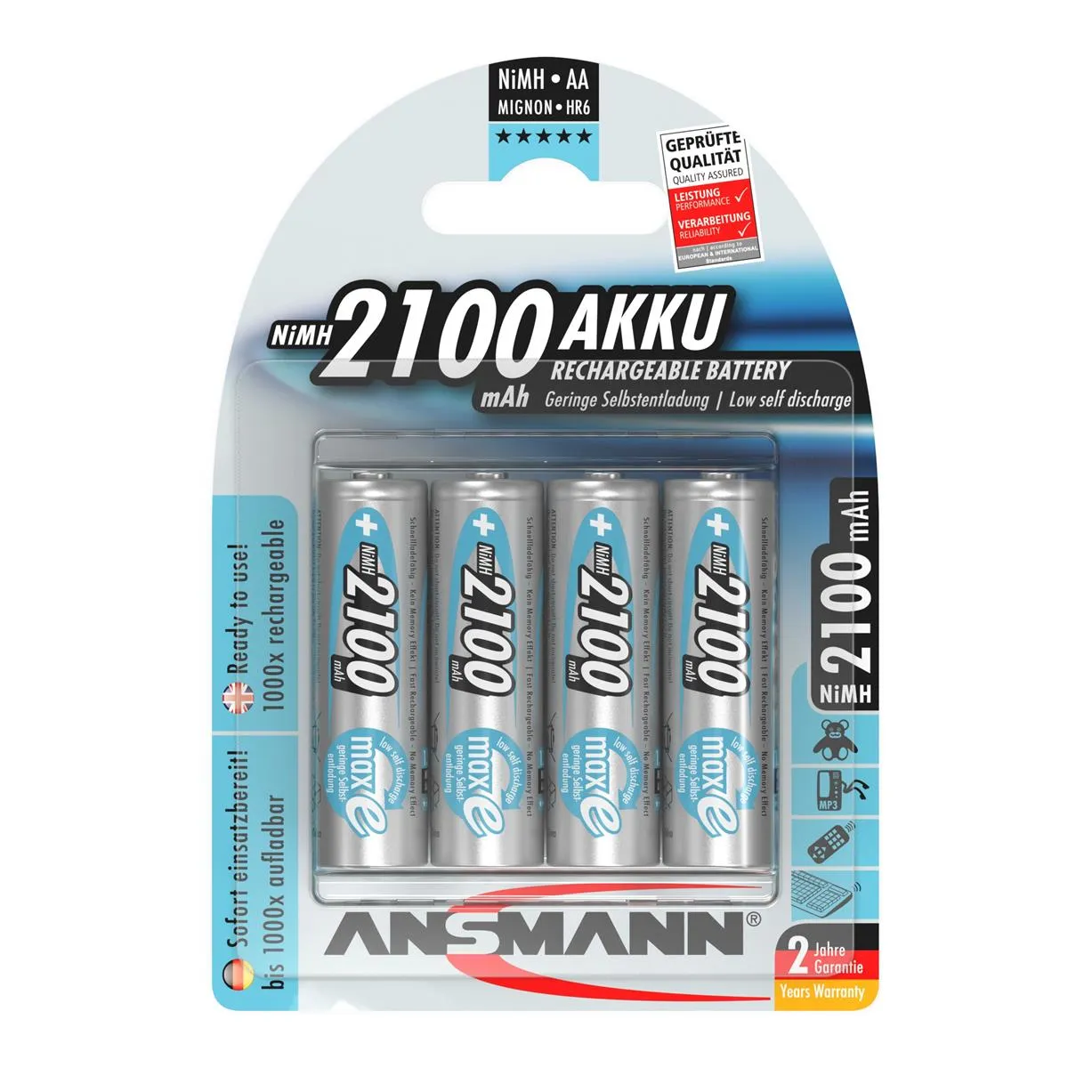Акумулятори Ansmann AA/HR06 NI-MH 2100 mAh BL 4 шт - зображення 1