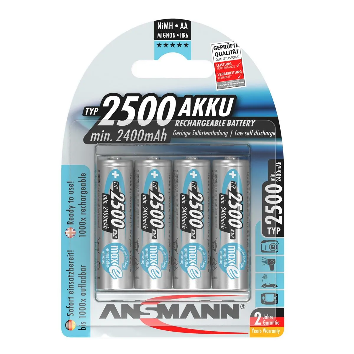 Акумулятори Ansmann AA/HR06 NI-MH 2500 mAh BL 4 шт - зображення 1