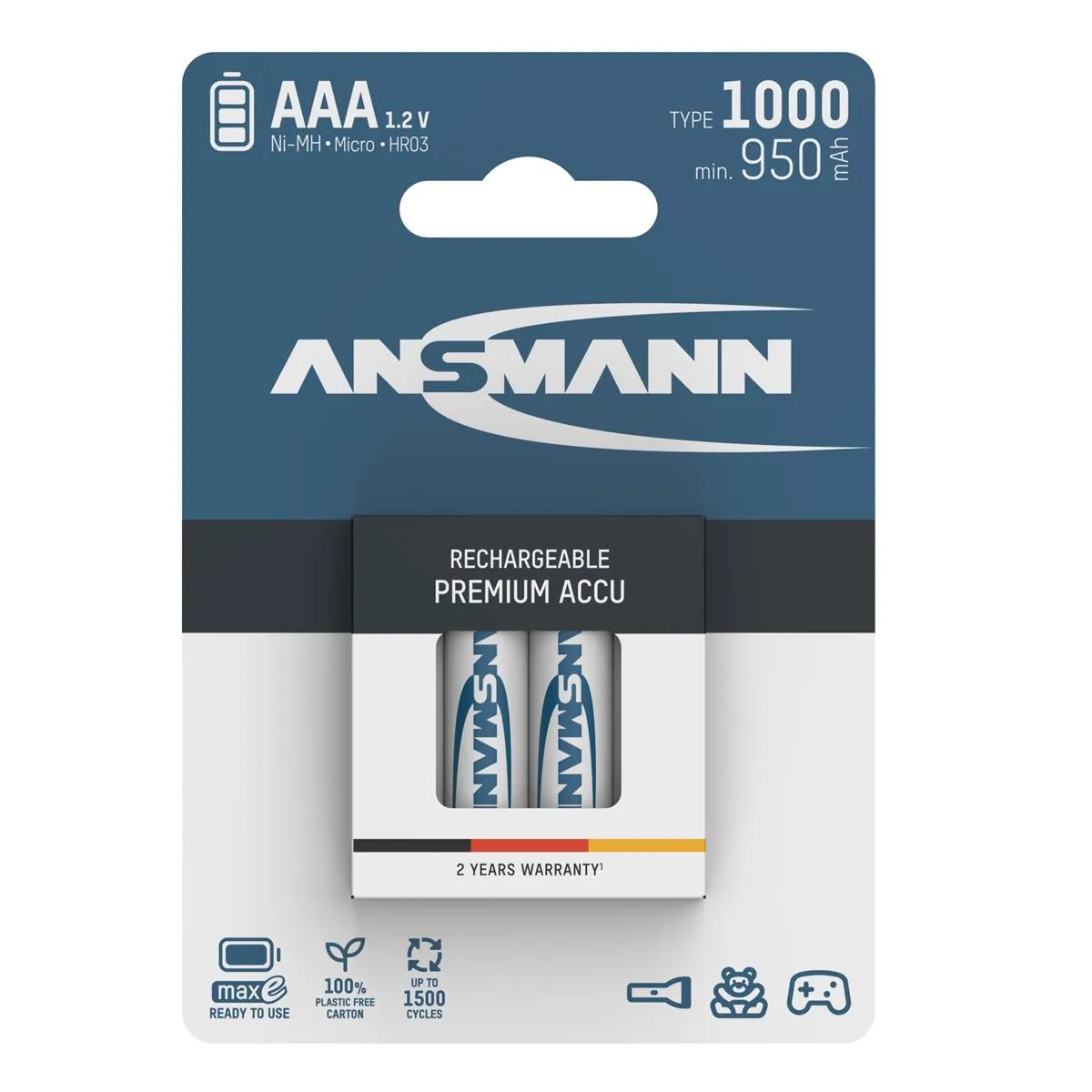 Акумулятори Ansmann AAA/HR03 NI-MH 1000 mAh BL 4 шт - зображення 1