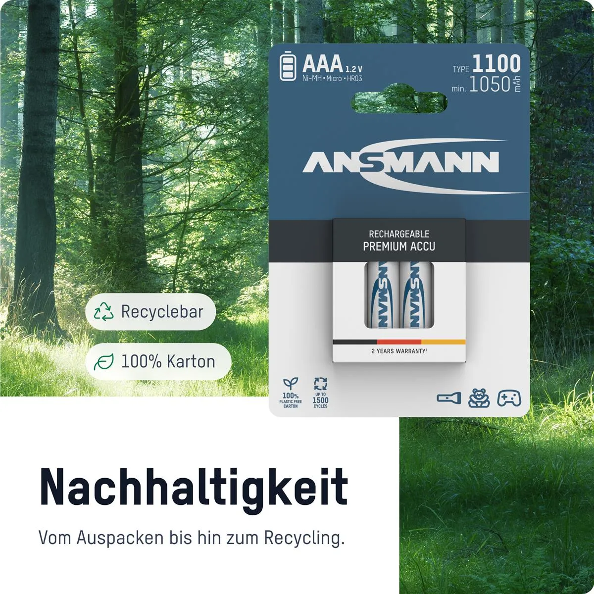 Акумулятори Ansmann AAA/HR03 NI-MH 1100 mAh BL 4 шт - мініатюра 8