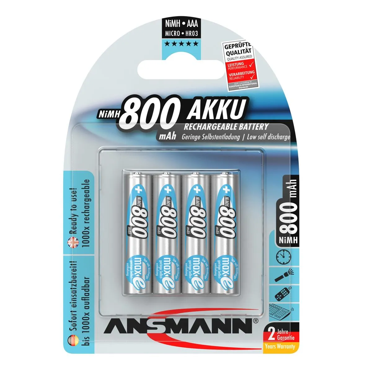 Акумулятори Ansmann AAA/HR03 NI-MH 800 mAh BL 4 шт - зображення 1