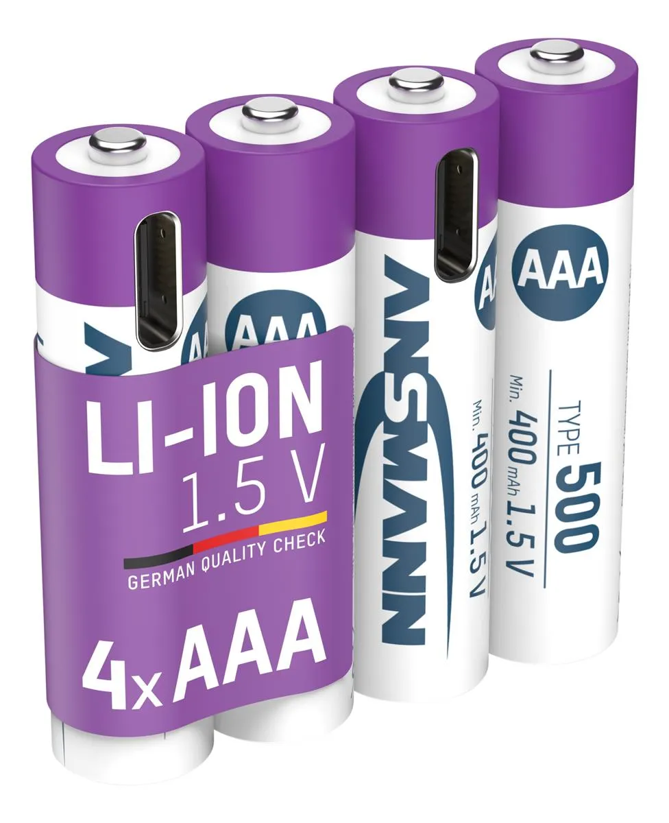 Акумулятори Ansmann AAA/HR03 Li-Ion 500 mAh BL 4 шт - мініатюра 2