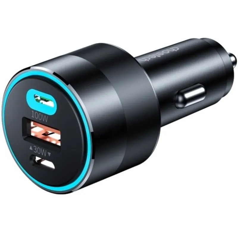 Автомобільний зарядний пристрій Choetech (2xUSB-C+USB-A) PD3.0 100W Black (TC0011-BK) - зображення 1