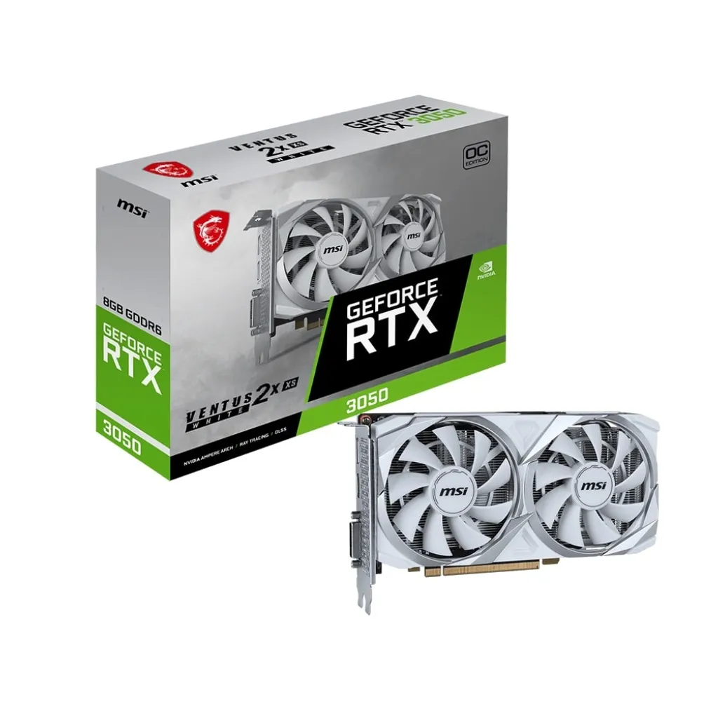 Відеокарта GF RTX 3050 8GB GDDR6 Ventus 2X XS White OC MSI (GeForce RTX 3050 VENTUS 2X XS WHITE 8G OC) - мініатюра 6