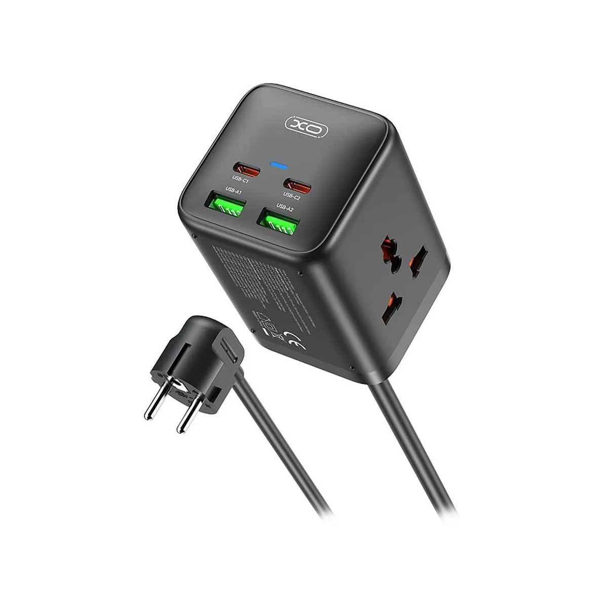 Мережевий фільтр XO (WL24.black) 2 розетки, 2 х USB, 2 x USB-C, 1.5 м, Black - мініатюра 3