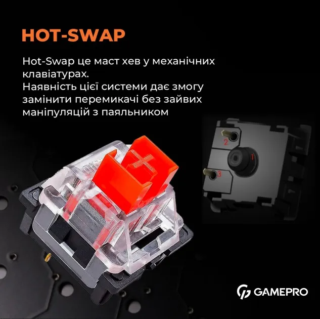 Клавіатура GamePro MK130R Red Swich Hot-Swap RGB Black - мініатюра 10