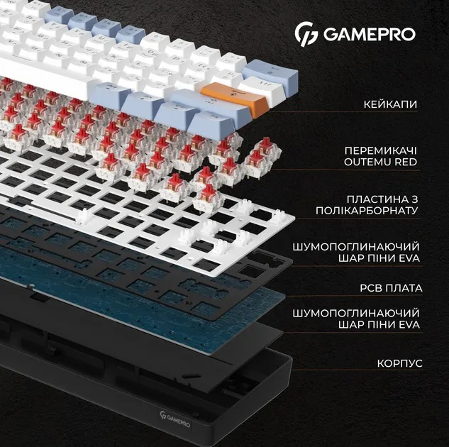 Клавіатура GamePro MK130R Red Swich Hot-Swap RGB Black - мініатюра 11