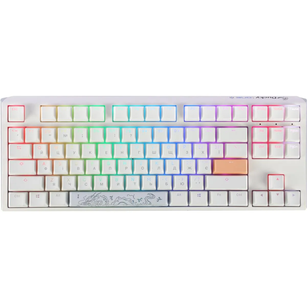 Клавіатура Ducky One 3 TKL Cherry MX Blue RGB UA USB White (DKON2187ST-CUAPXPWWWSC1) - зображення 1