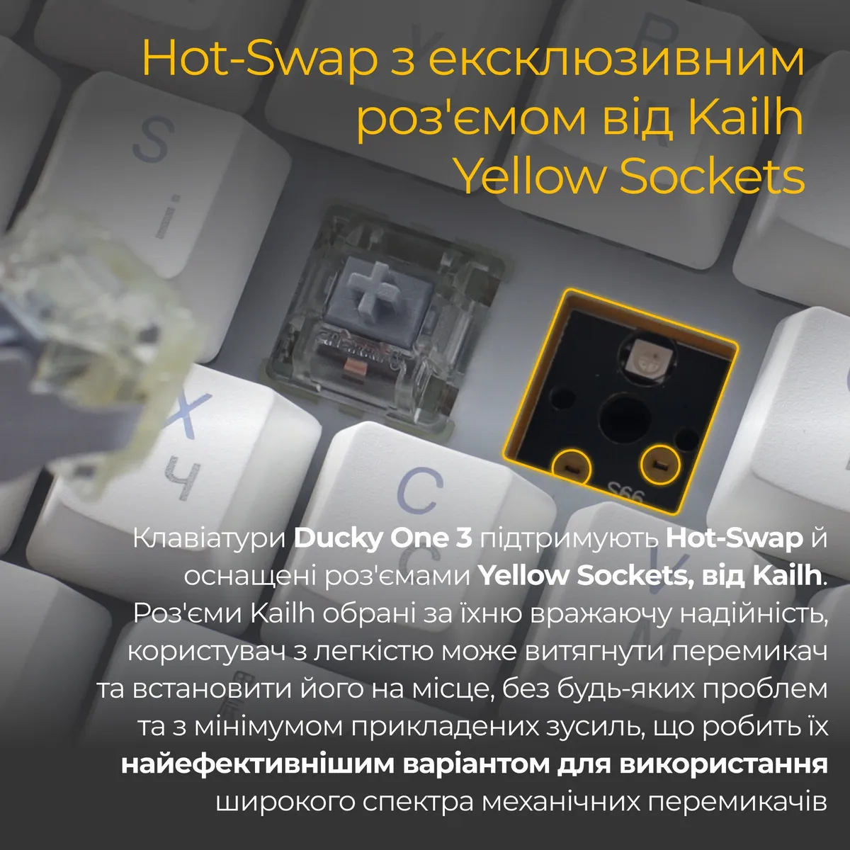 Клавіатура Ducky One 3 TKL Cherry MX Blue RGB UA USB White (DKON2187ST-CUAPXPWWWSC1) - мініатюра 12