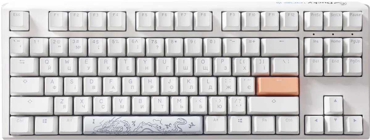 Клавіатура Ducky One 3 TKL Cherry MX Blue RGB UA USB White (DKON2187ST-CUAPXPWWWSC1) - мініатюра 2