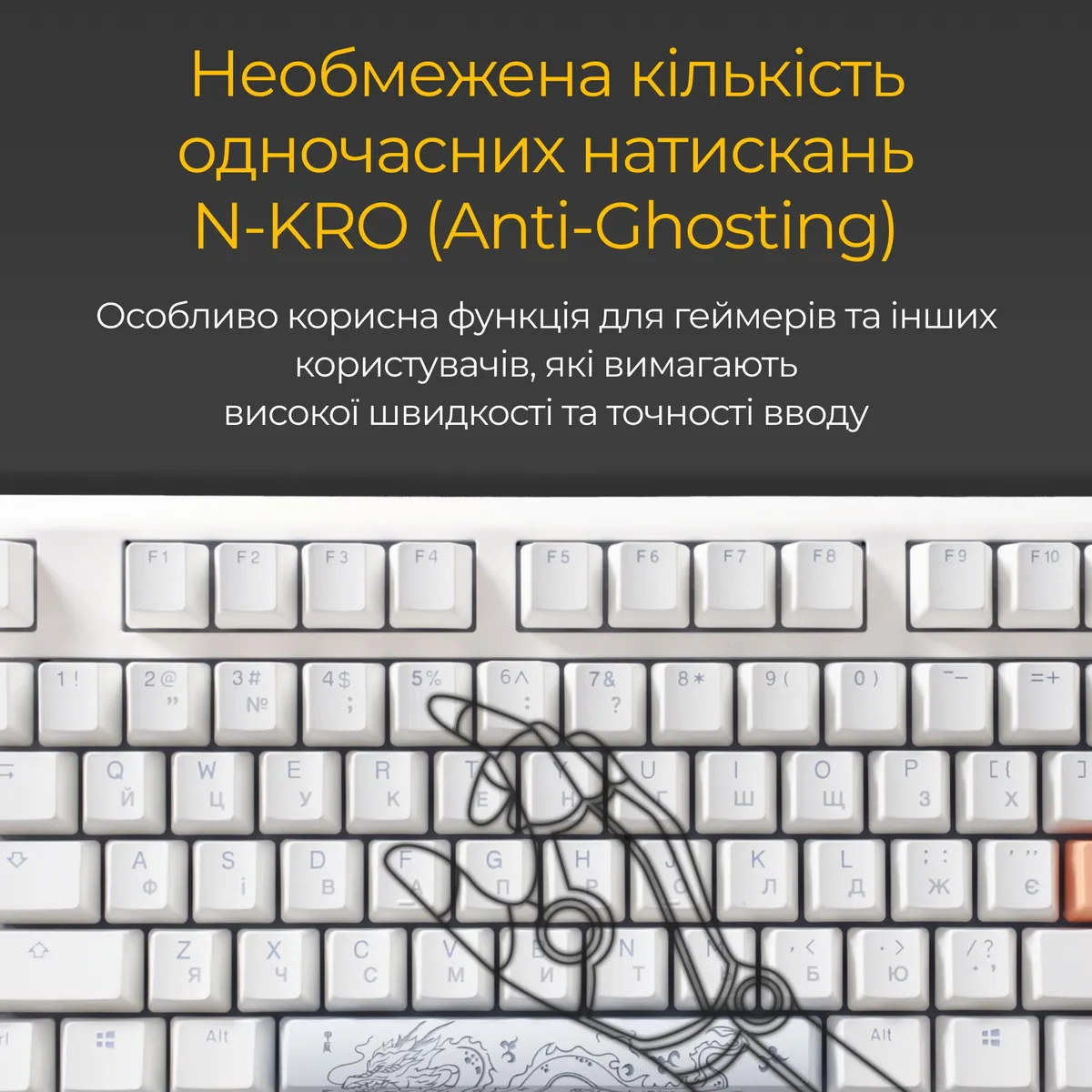 Клавіатура Ducky One 3 TKL Cherry MX Speed Silver RGB UA USB White (DKON2187ST-PUAPXPWWWSC1) - мініатюра 8