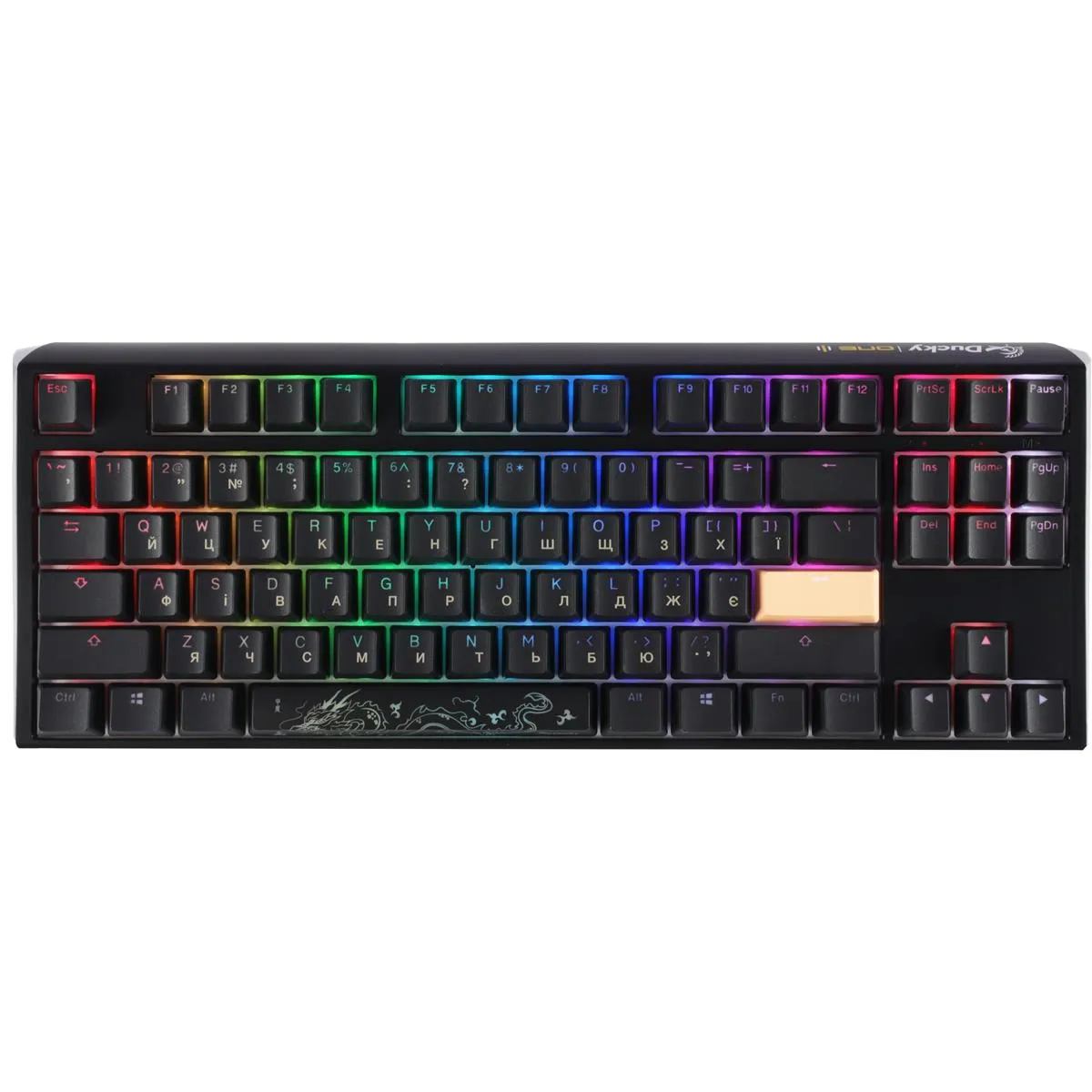 Клавіатура Ducky One 3 TKL Cherry MX Blue RGB UA USB Black (DKON2187ST-CUAPXCLAWSC1) - зображення 1