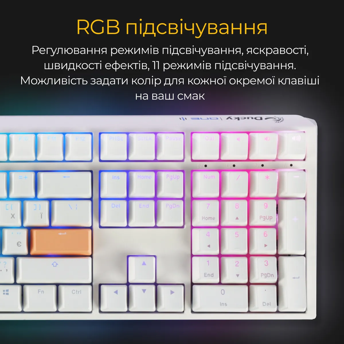 Клавіатура Ducky One 3 Cherry MX Red RGB UA USB White (DKON2108ST-RUAPXPWWWSC1) - мініатюра 4