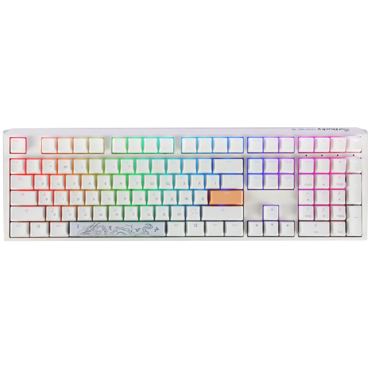 Клавіатура Ducky One 3 Cherry MX Blue RGB UA USB White (DKON2108ST-CUAPXPWWWSC1) - зображення 1