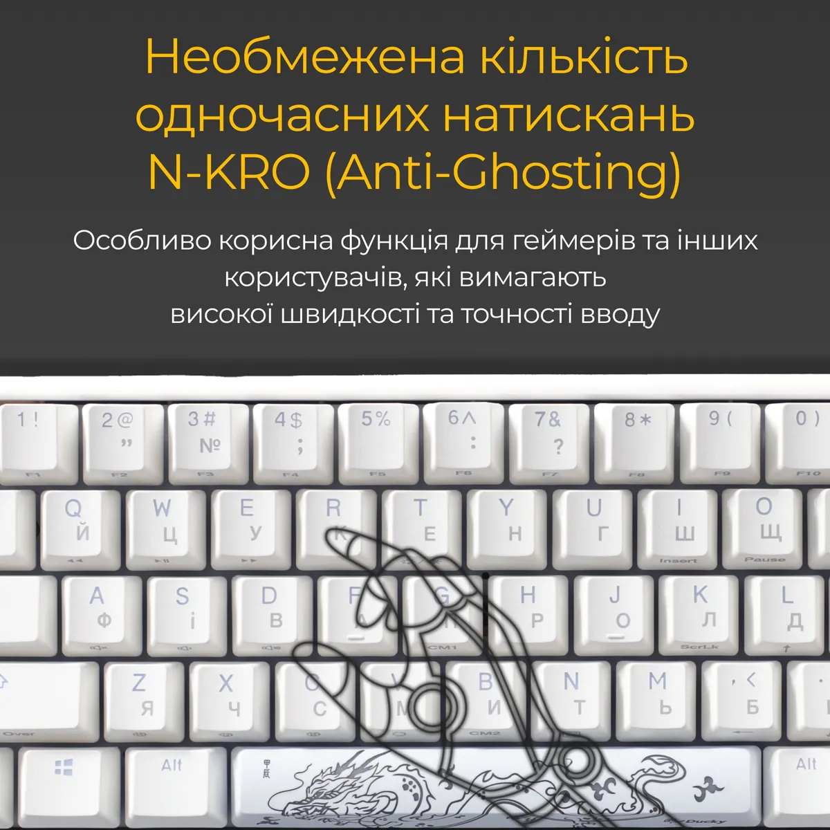 Клавіатура Ducky One 3 SF Cherry MX Red RGB UA USB White (DKON2167ST-RUAPXPWWWSC1) - мініатюра 7