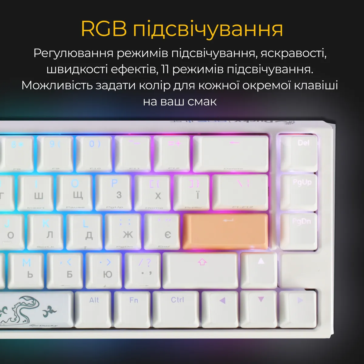 Клавіатура Ducky One 3 SF Cherry MX Brown RGB UA USB White (DKON2167ST-BUAPXPWWWSC1) - мініатюра 4