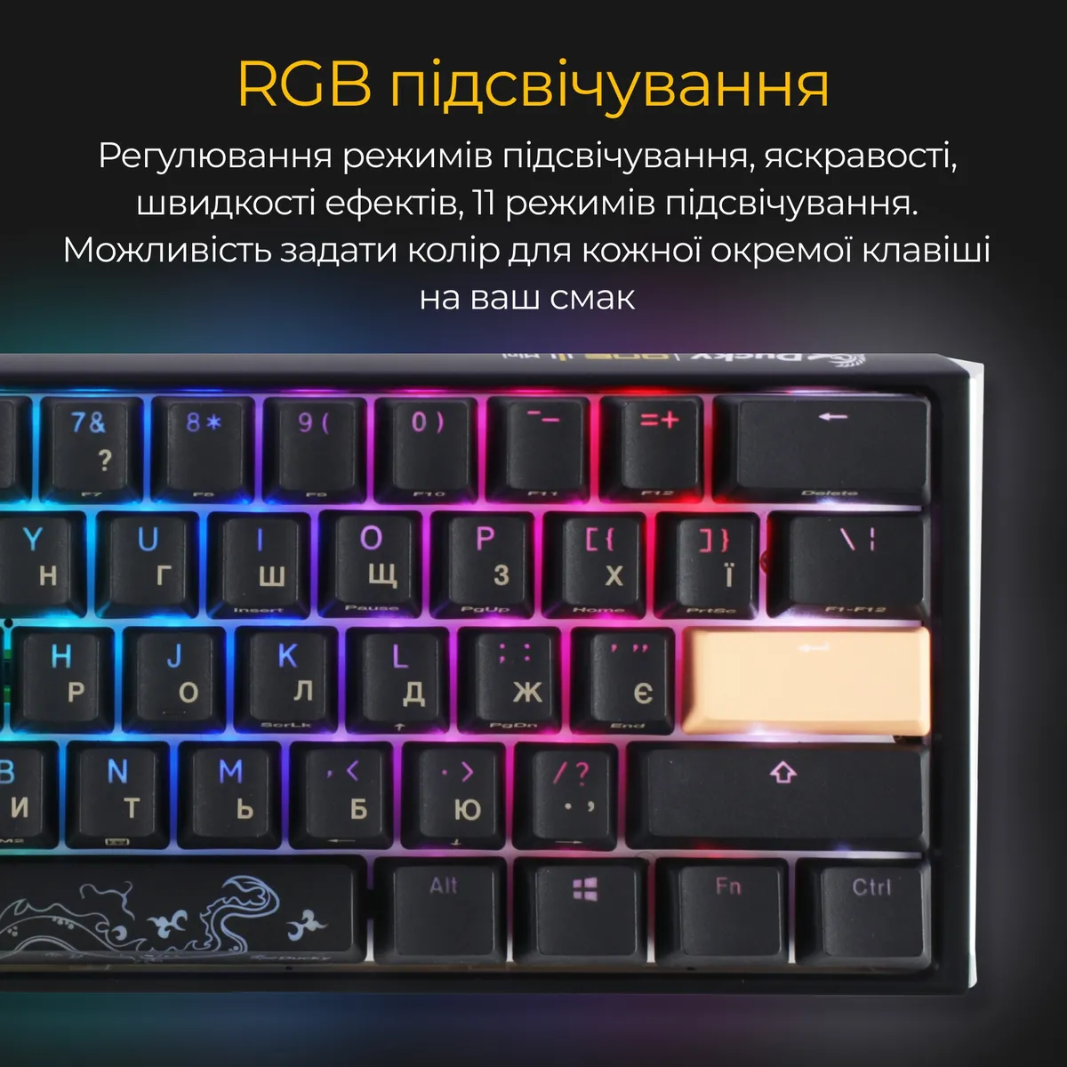 Клавіатура Ducky One 3 Mini Cherry MX Brown RGB UA USB Black (DKON2161ST-BUAPXCLAWSC1) - мініатюра 4