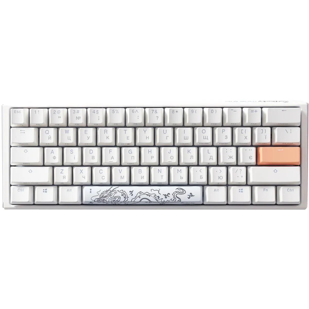 Клавіатура Ducky One 3 Mini Cherry MX Brown RGB UA USB White (DKON2161ST-BUAPXPWWWSC1) - мініатюра 2