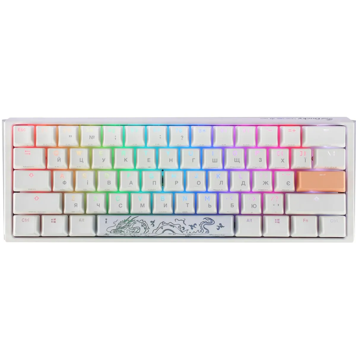 Клавіатура Ducky One 3 Mini Cherry MX Red RGB UA USB White (DKON2161ST-RUAPXPWWWSC1) - зображення 1