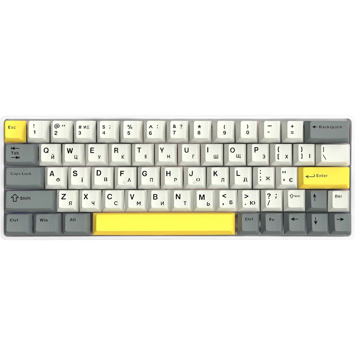 Клавіатура бездротова Epomaker EP64 60% Mulan Switch Hot-Swap (2.4G/BT/USB) RGB UA White (EP64-W-M) - зображення 1