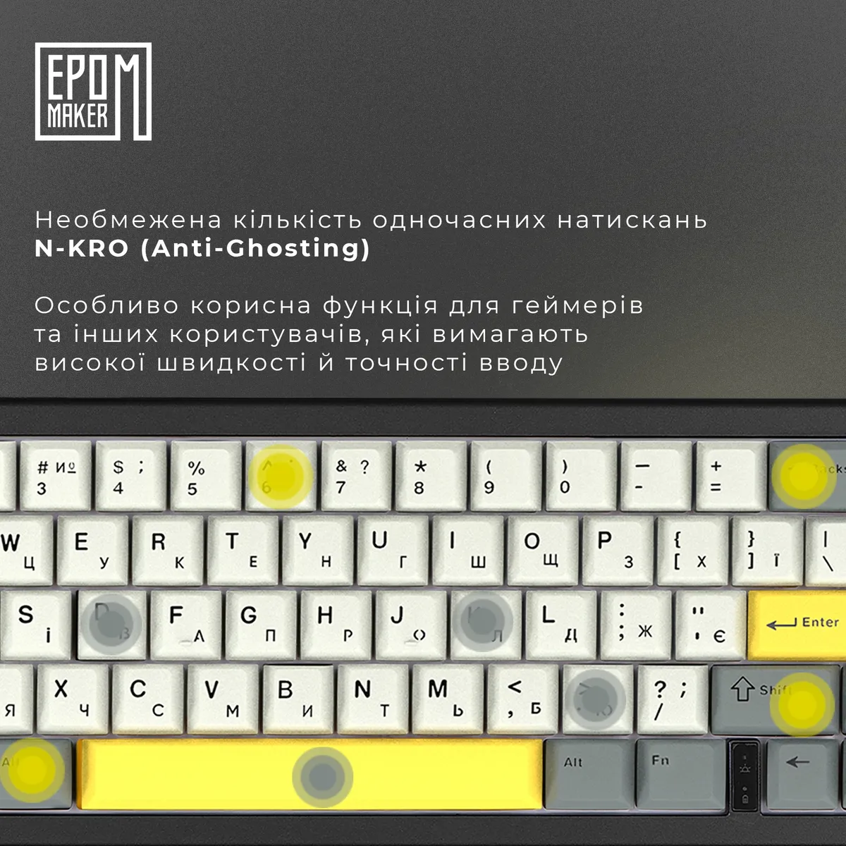 Клавіатура бездротова Epomaker EK68 65% Flamingo Switch Hot-Swap (2.4G/BT/USB) RGB UA Black (EK68-B-F) - мініатюра 7